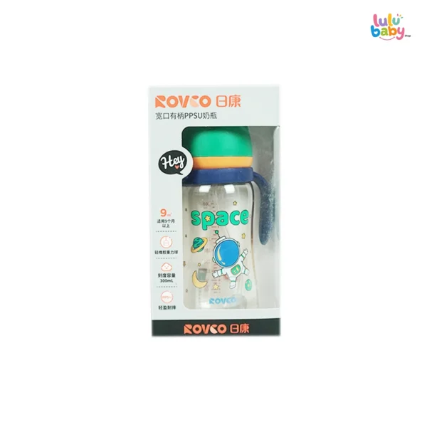 ROVCO PPSU Wide Neck Feeding Bottle 300ml with Handle and Straw